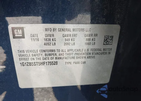 2017 Chevrolet Malibu Ls from USA, damaged, VIN 1G1ZB5ST5HF175528